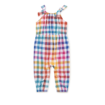 Tea Collection Tie Shoulder Baby Romper-Malindi Plaid