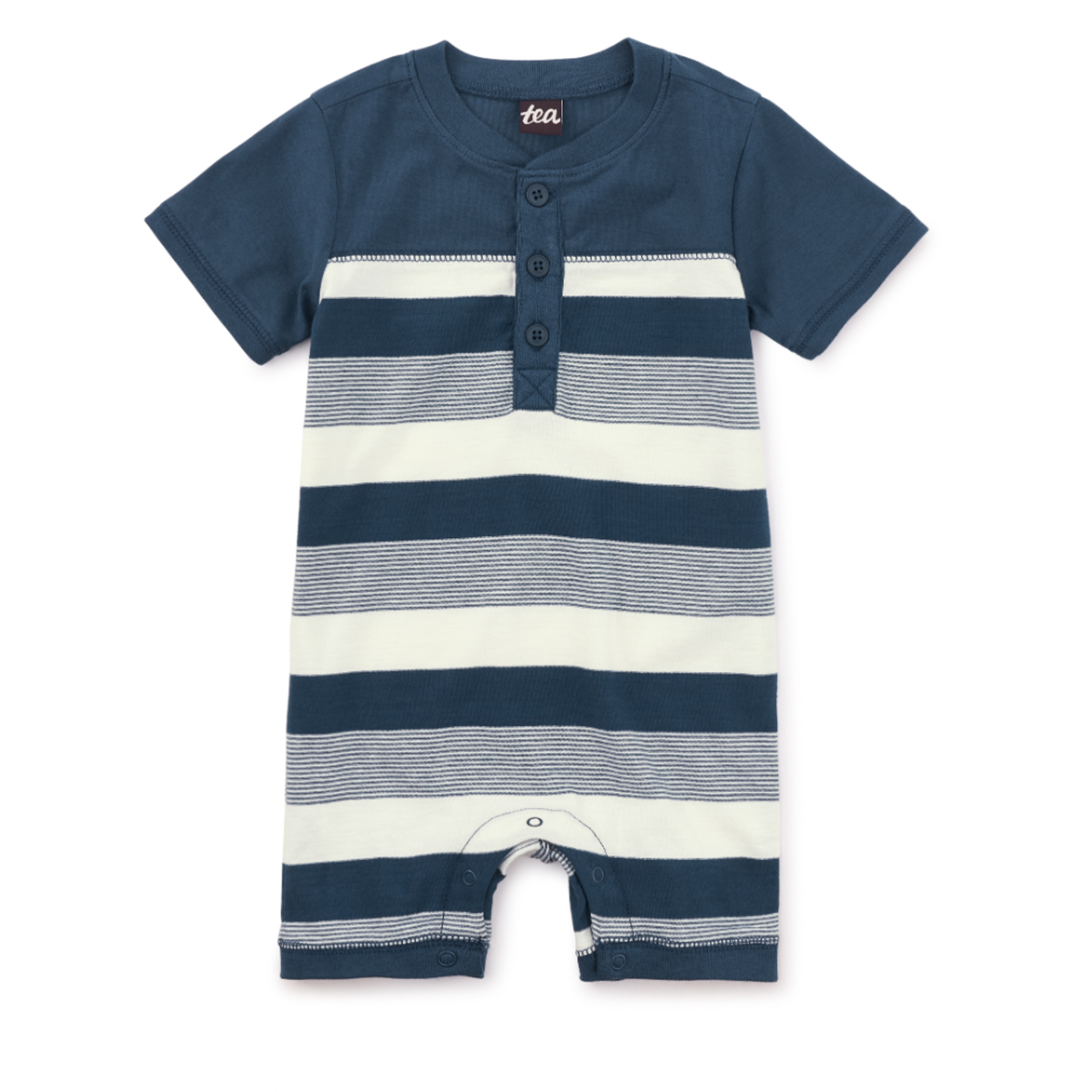 Tea Collection Henley Baby Romper-Whale Blue