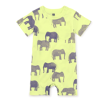 Tea Collection Pocket Shortie Baby Romper-Elephant