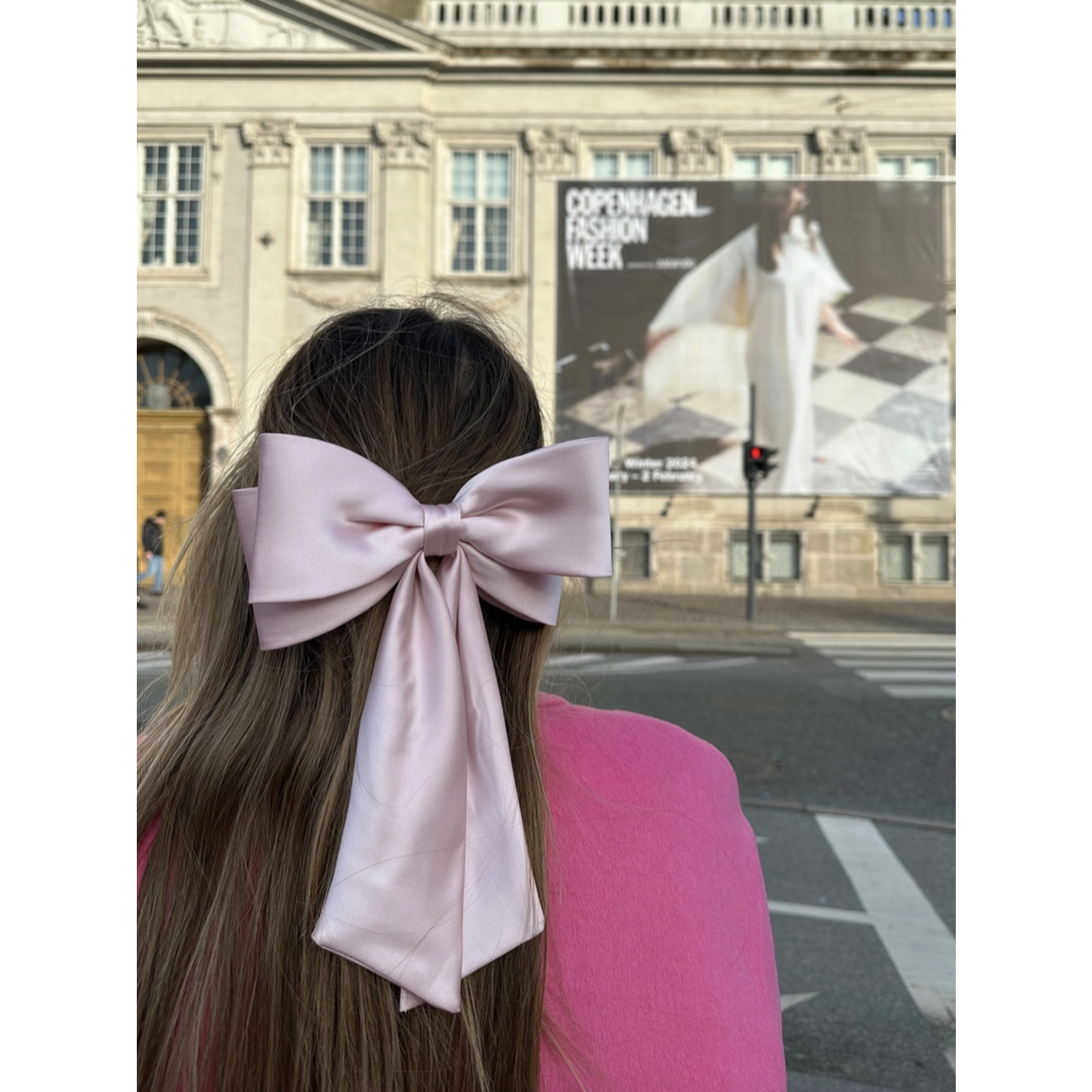 Solar Eclipse The Perfect Long Satin Hair Bow Barrette-Pink