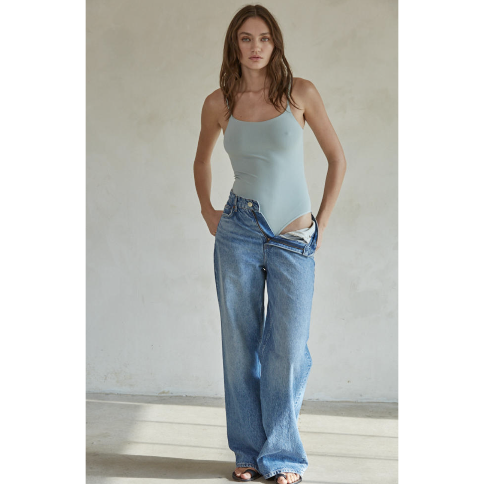By Together Make A Move Bodysuit-Dusty Mint FINAL SALE