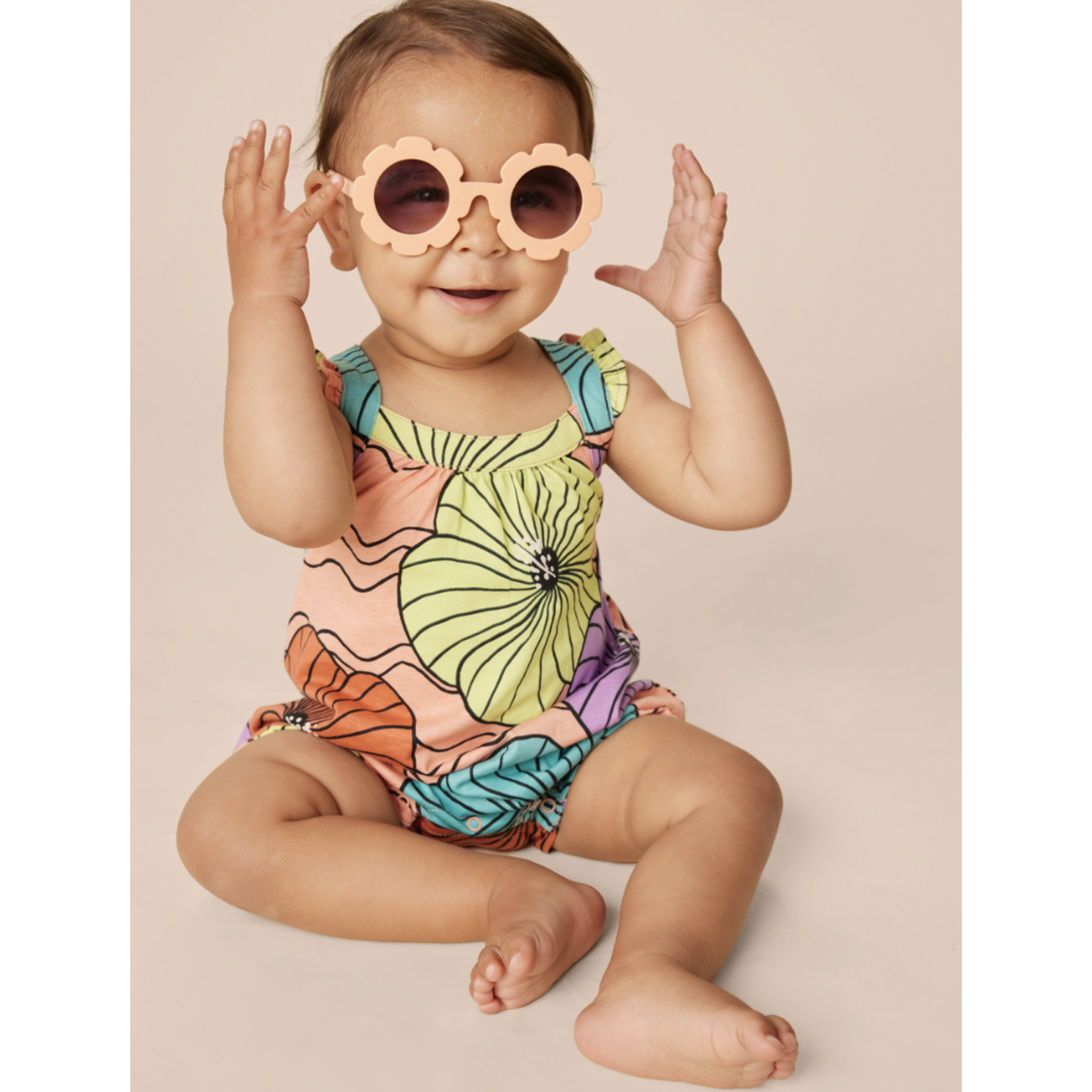 Tea Collection Cross-Back Baby Romper-Leso Hibiscus