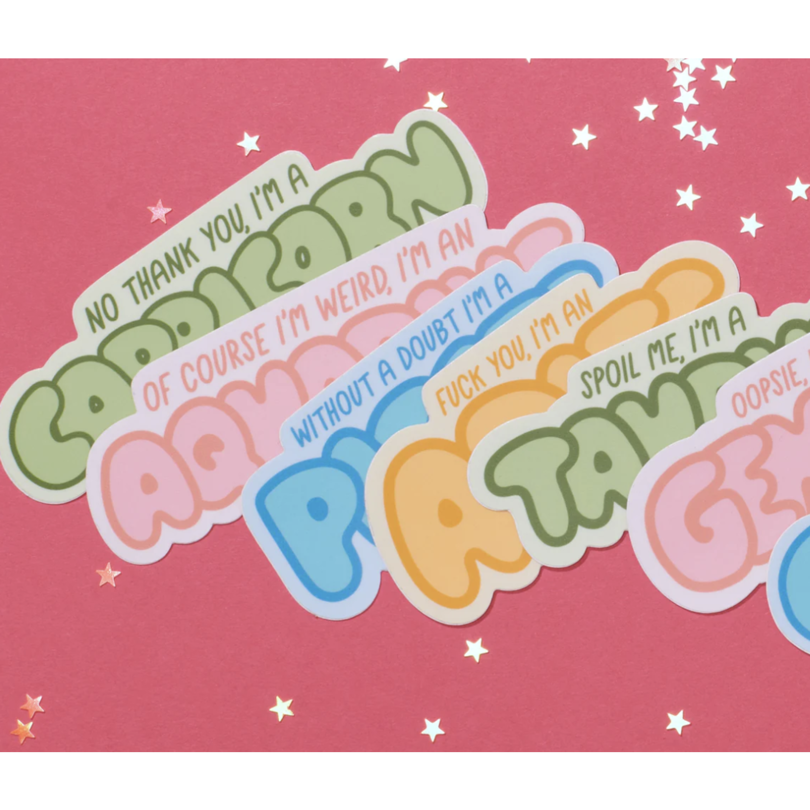 And Here We Are Bubble Letter Zodiac Sticker