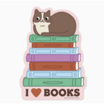 Seltzer Book Stack Cat Sticker