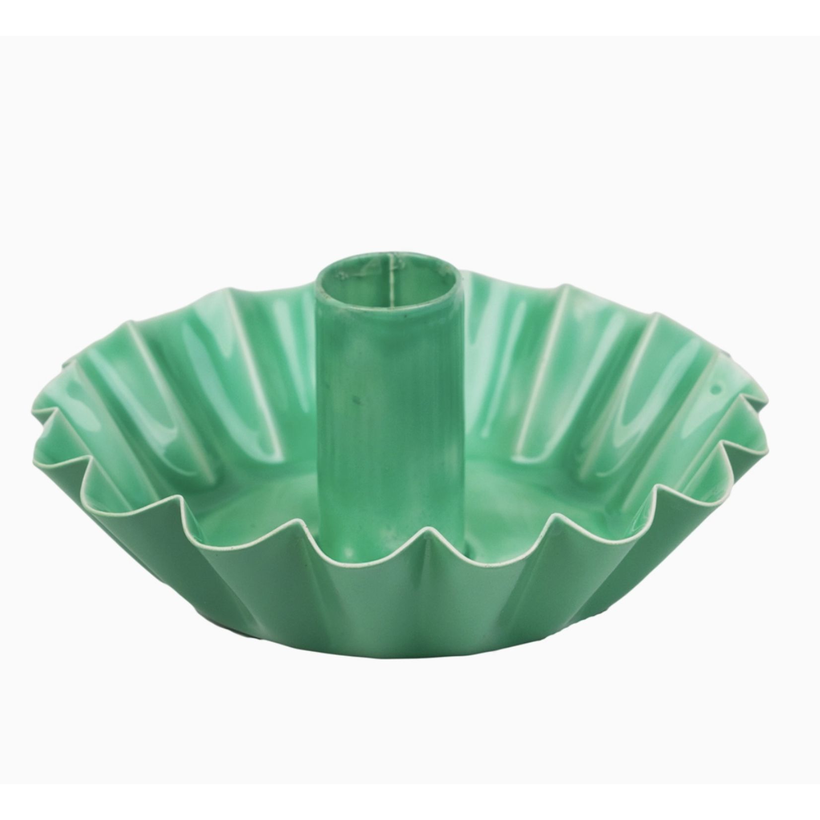 Talking Tables Scalloped Green Metal Candlestick Holder