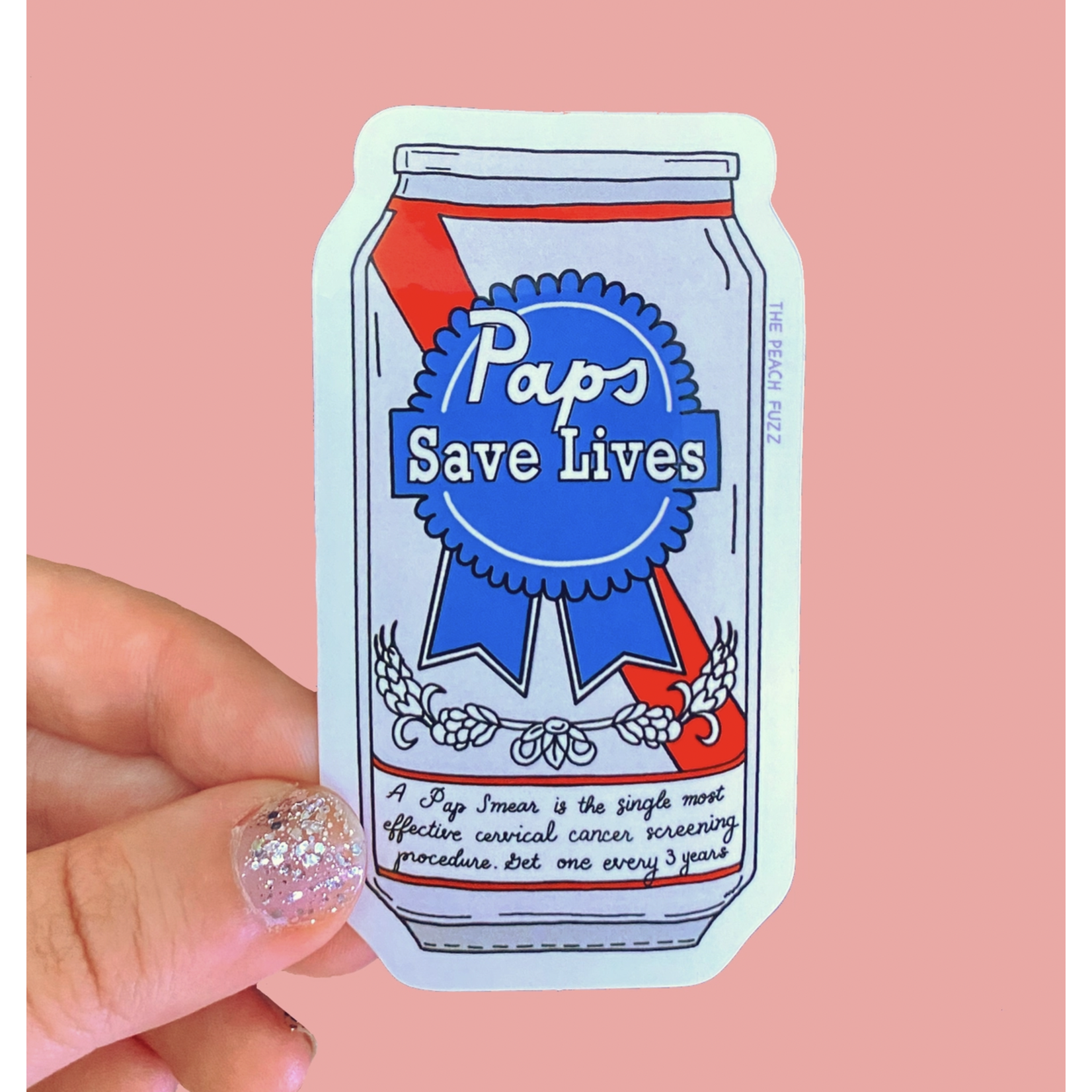 The Peach Fuzz Paps Save Lives Sticker