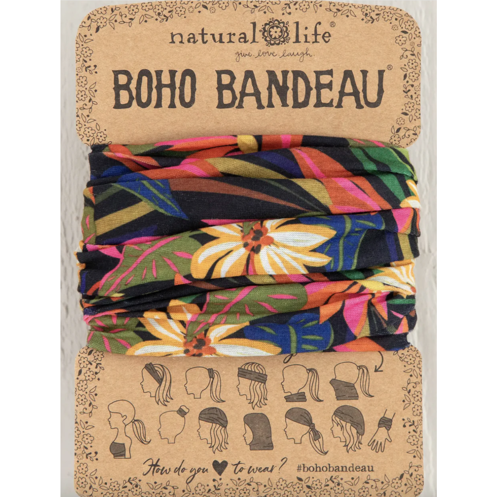 Natural Life Boho Bandeau-Black Tropical