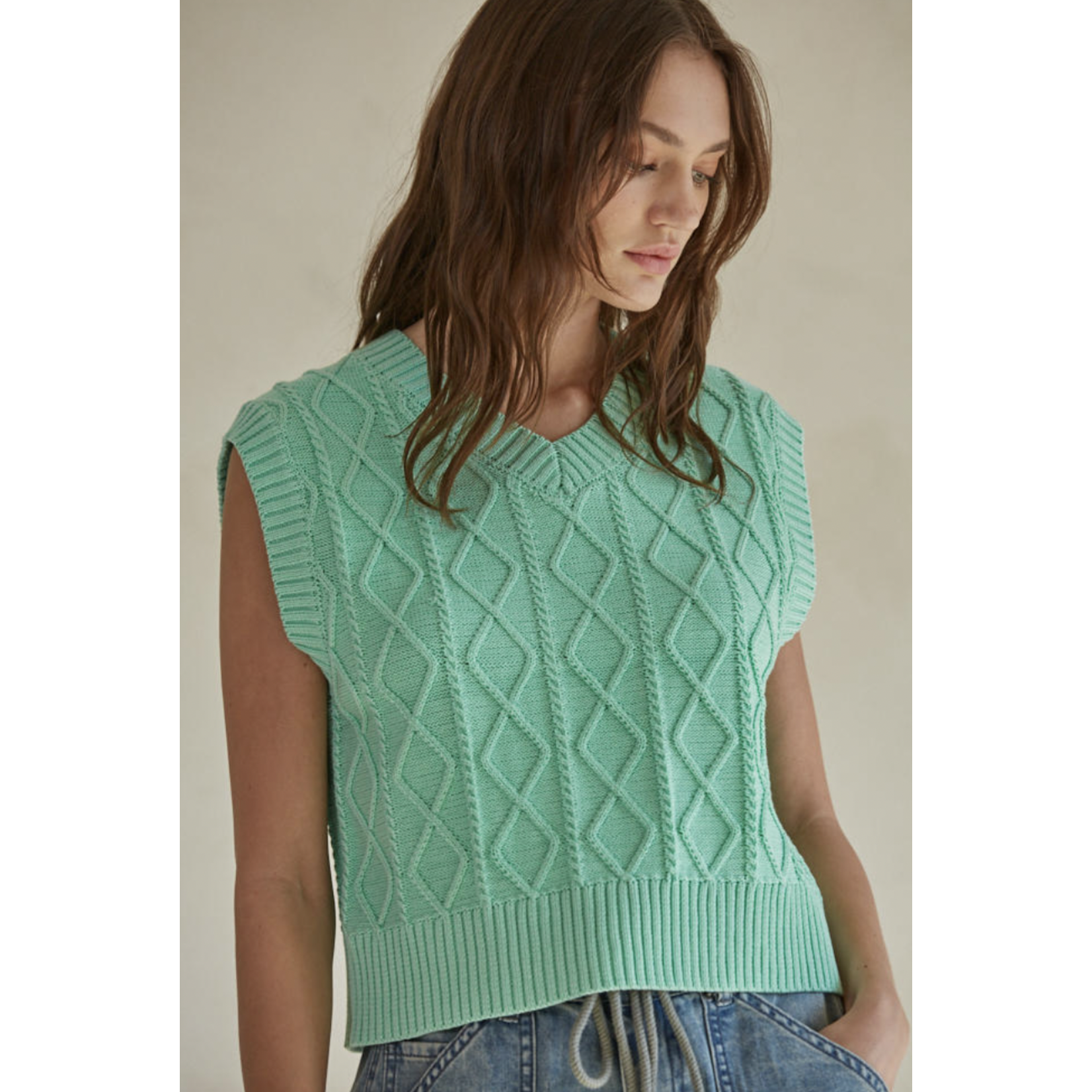 By Together Braelynn Vest Top-Mint FINAL SALE