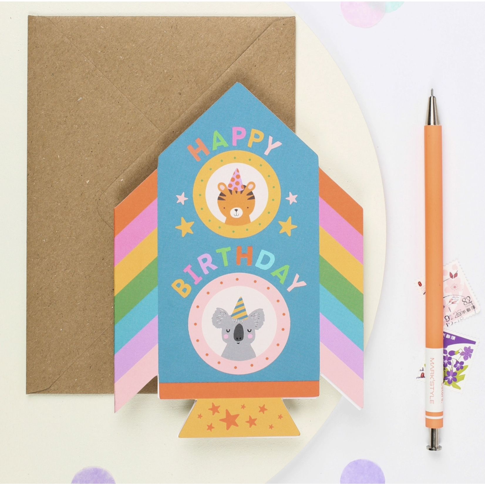 Mifkins Rocket Birthday Card