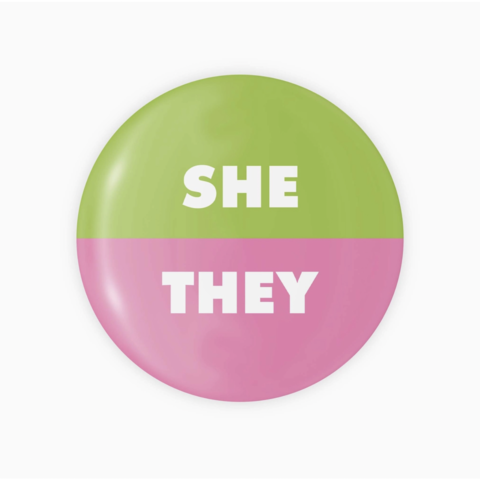 The Little Gay Shop She/They - Pink/Green Button