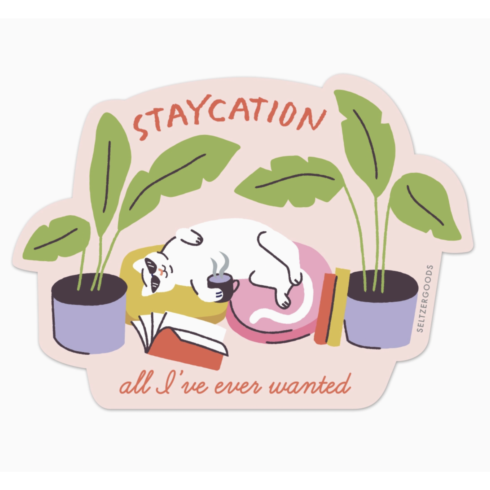 Seltzer Staycation Cat Sticker
