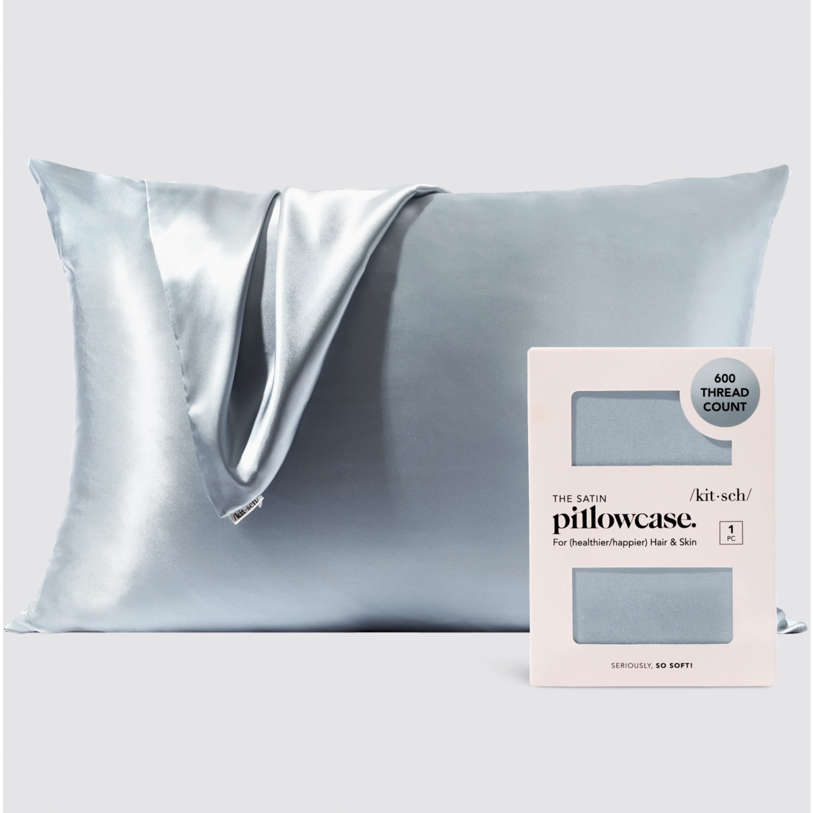 Kitsch Standard Satin Pillowcase - Haze Blue