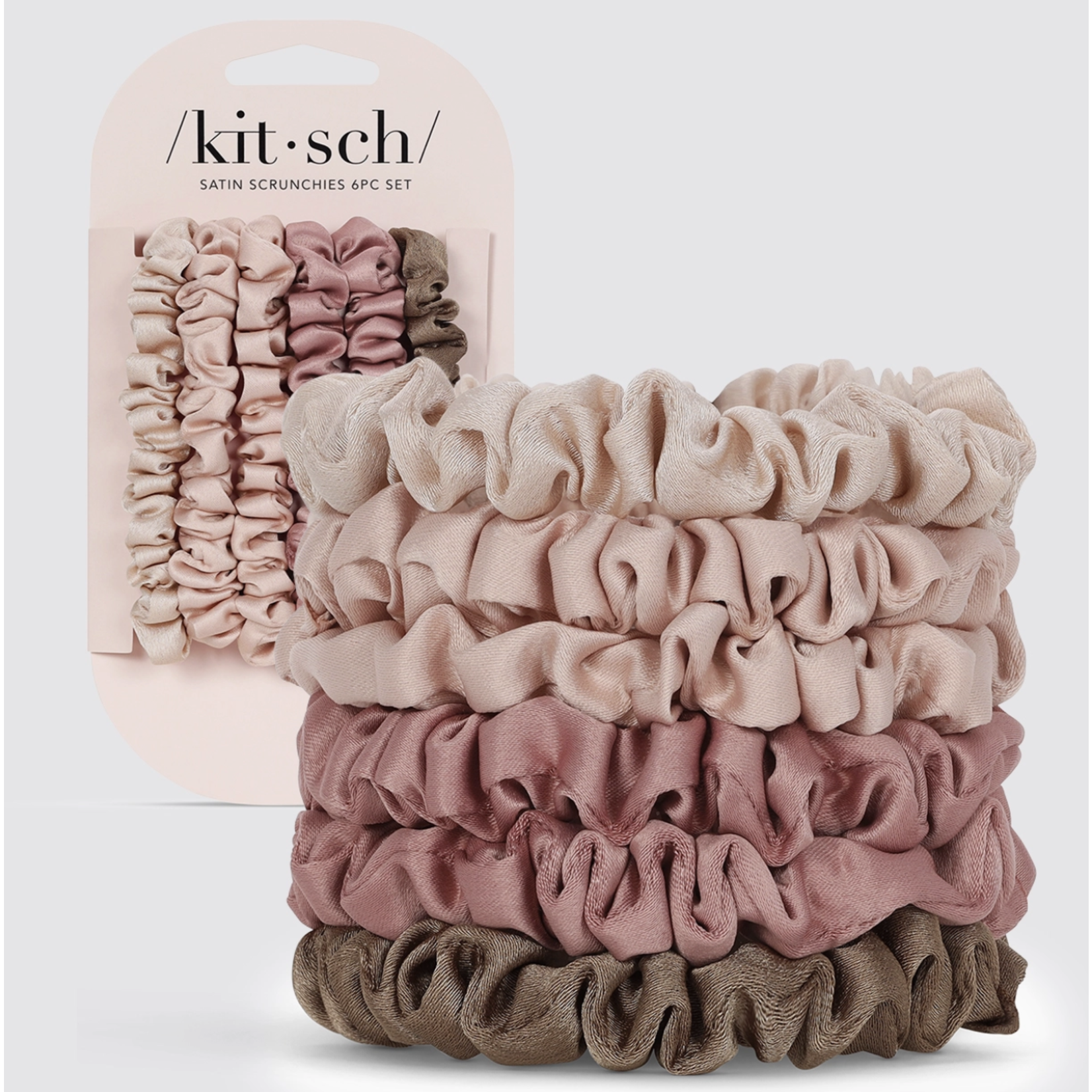 Kitsch Ultra Petite Satin Scrunchies 6pc - Terracotta