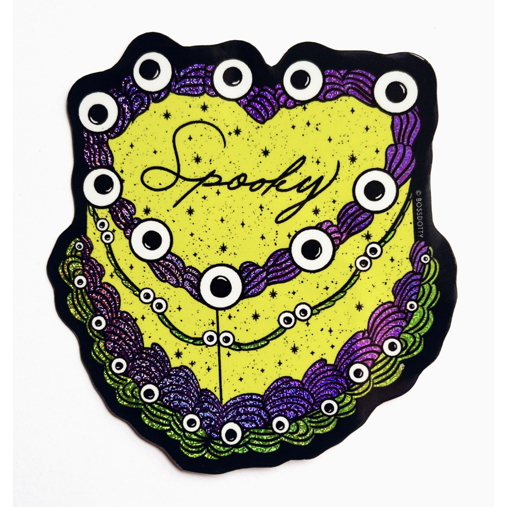 Boss Dotty Halloween Heart Cake Glitter Sticker