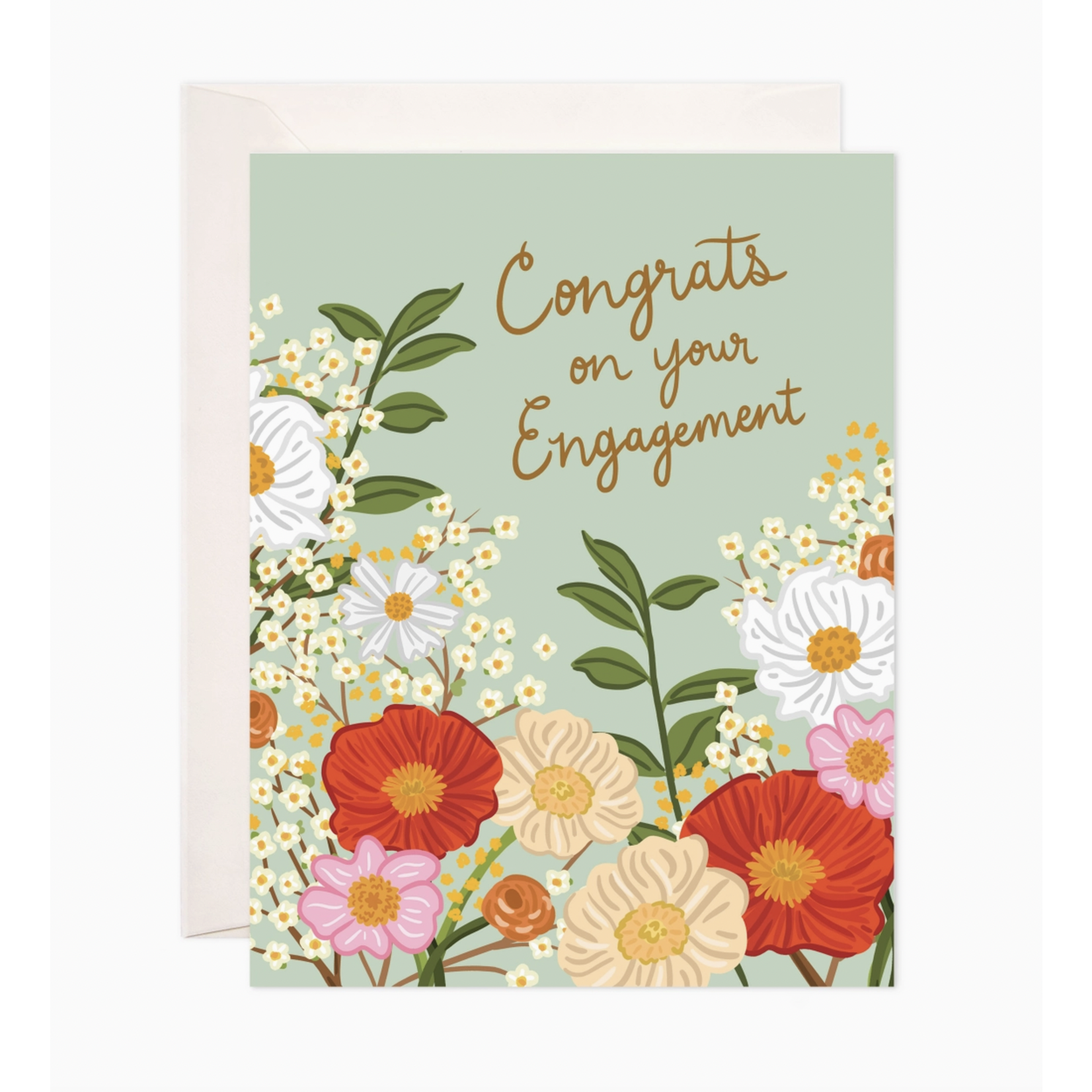 Bloomwolf Studio Floral Engagement Greeting Card