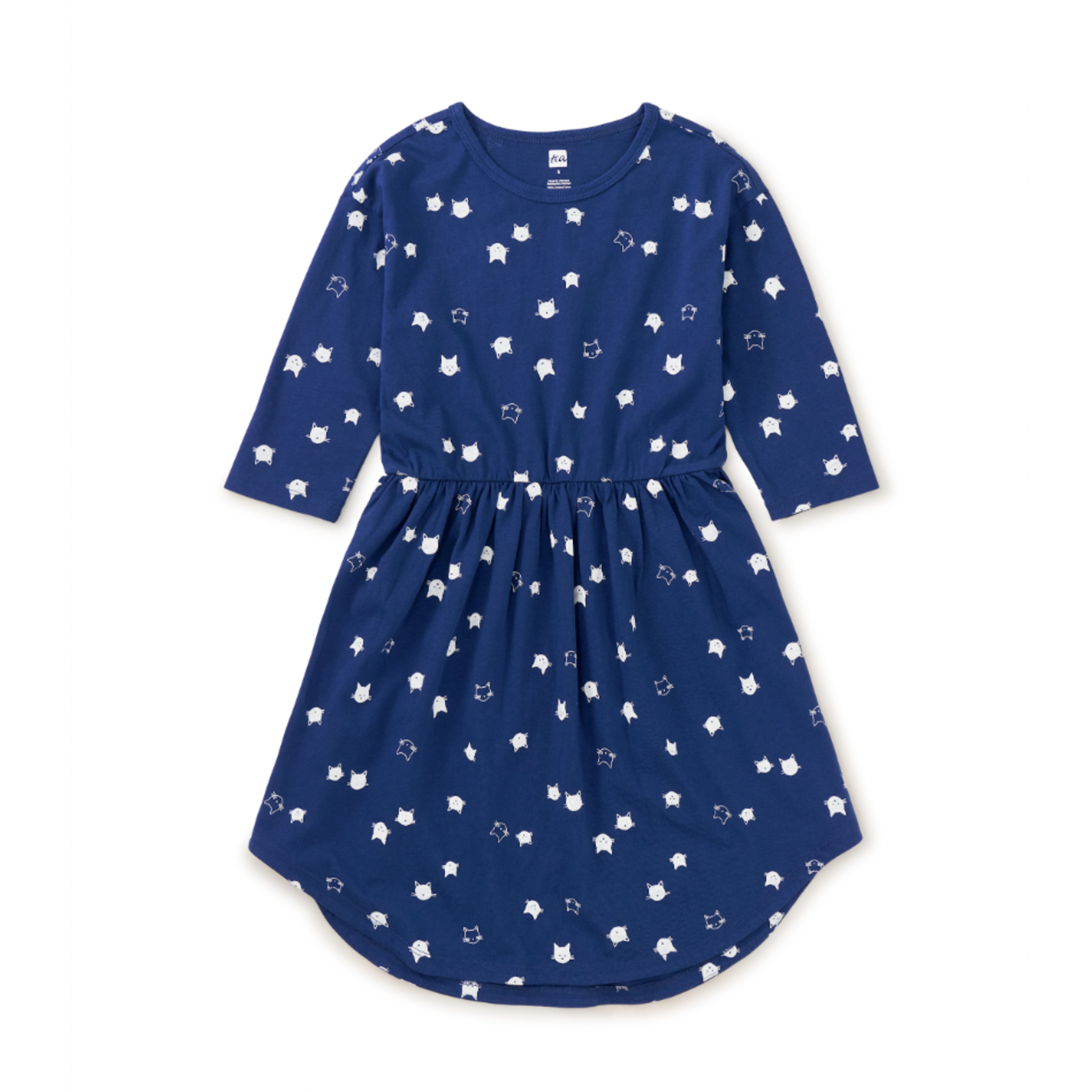 Tea Collection Long Sleeve Midi Dress-Floating Kitties