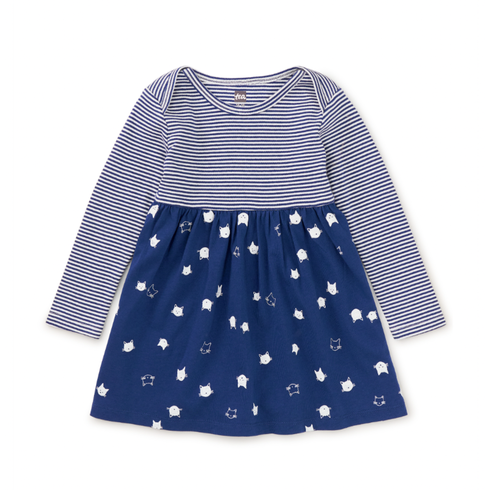 Tea Collection Print Mix Dress-Floating Kitties