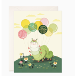 JooJoo Paper Caterpillar Balloons Birthday Greeting Card