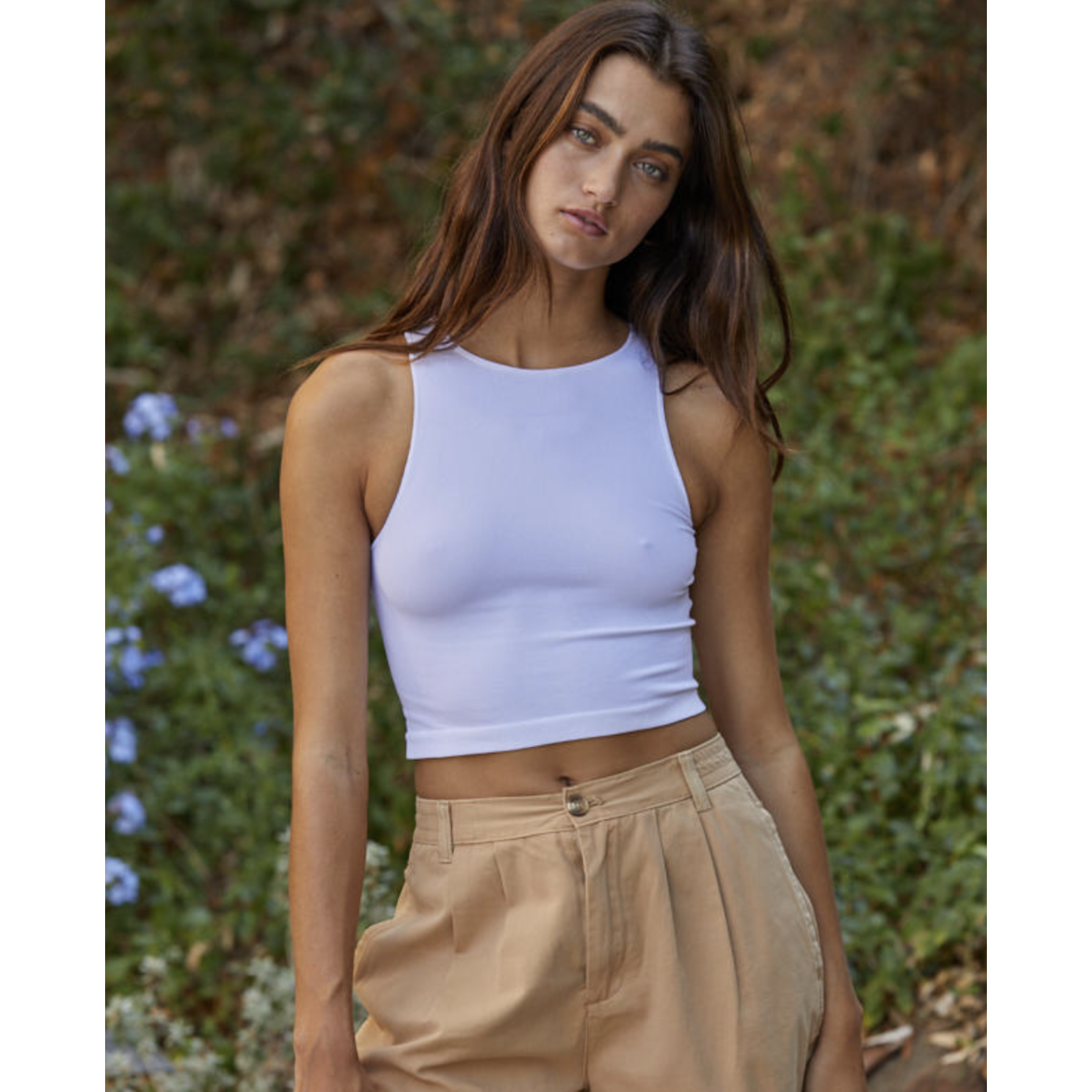 By Together Run Away Crop Top-White