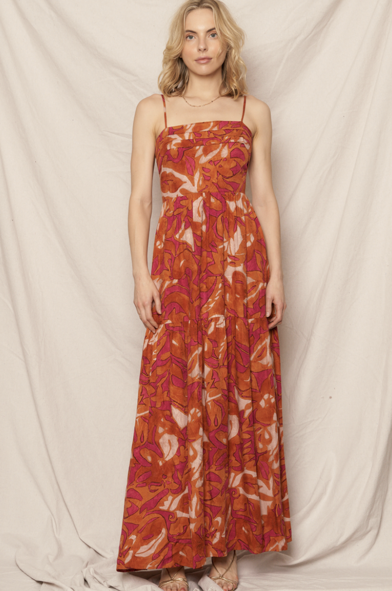 Burnt orange spaghetti strap dress hotsell