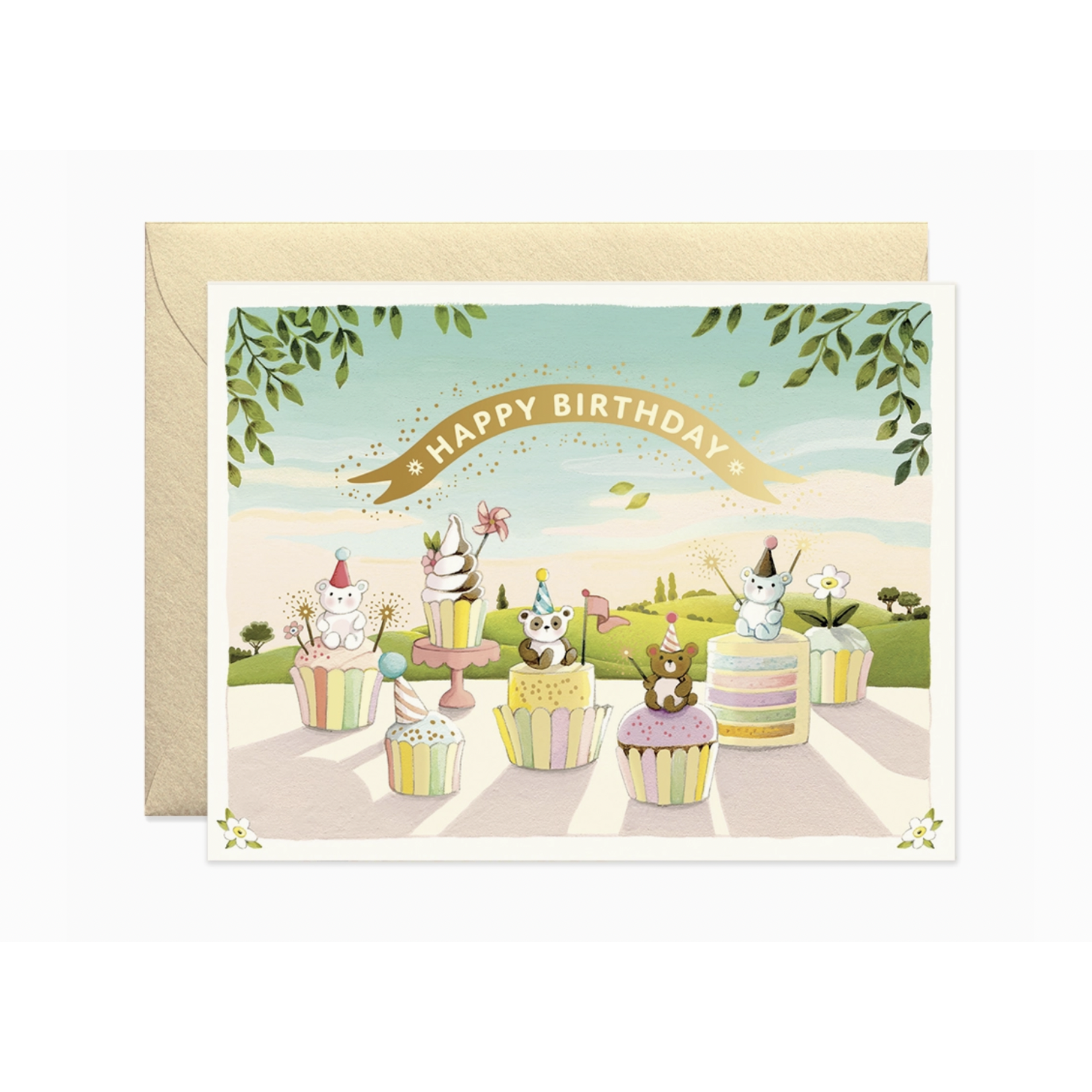 JooJoo Paper Cupcake Bears Birthday Greeting Card