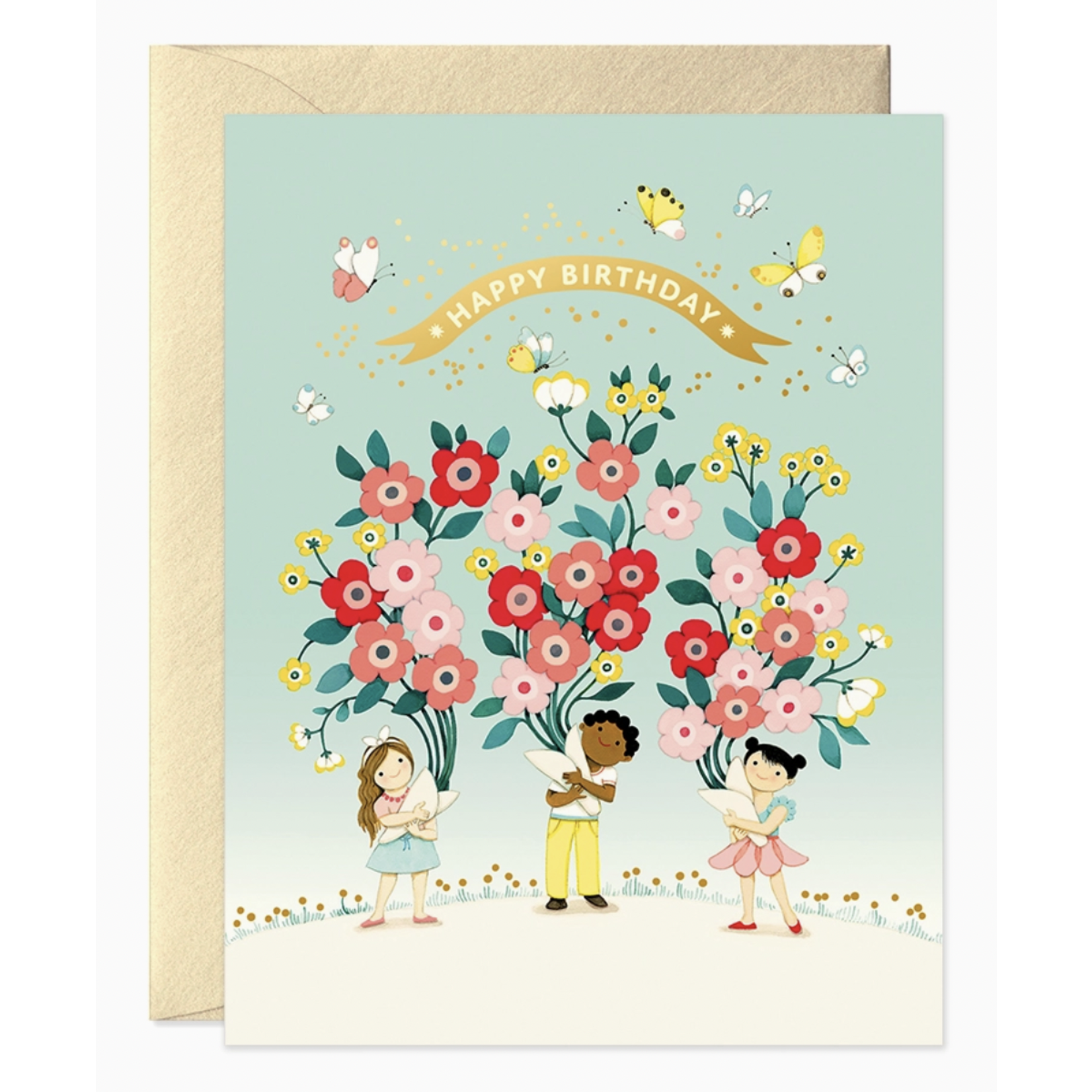 JooJoo Paper Kids Bouquets Birthday Greeting Card