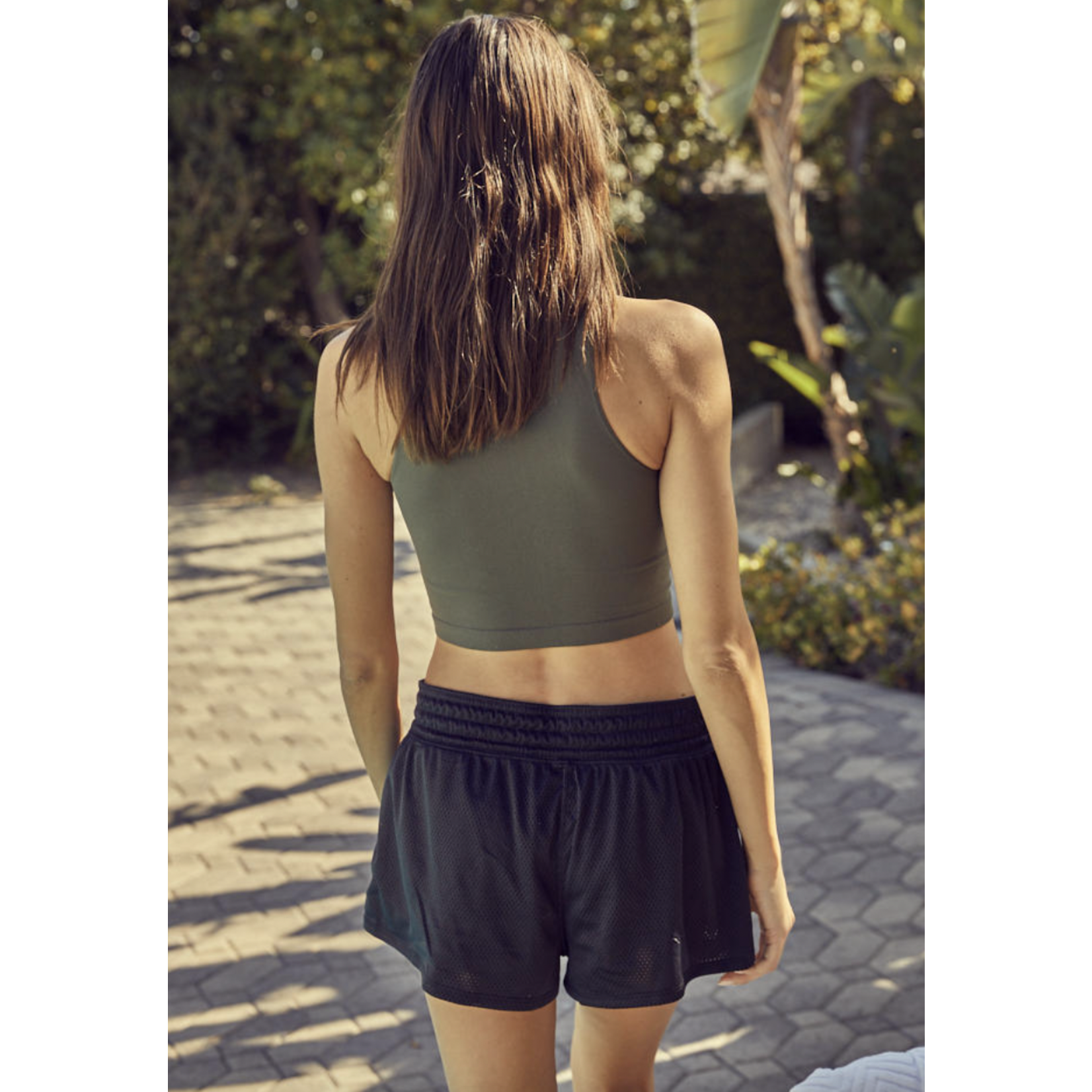 By Together Run Away Crop Top-Moss