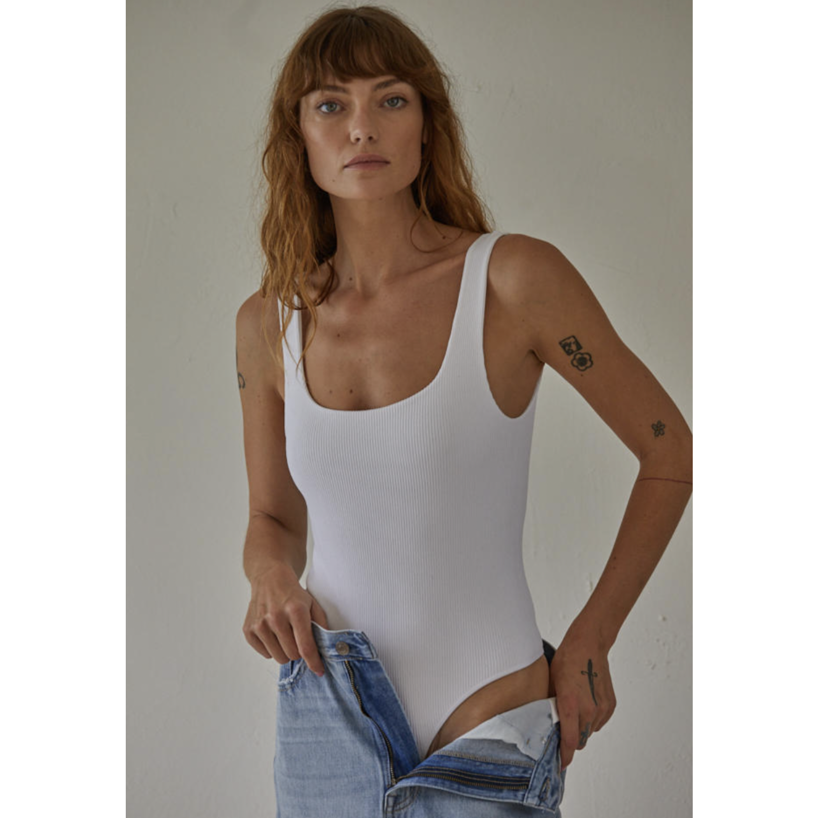 By Together Fair And Square Bodysuit-White FINAL SALE