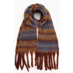 Hana C.C Horizontal Multi Color Stripe Woven Scarf Rust