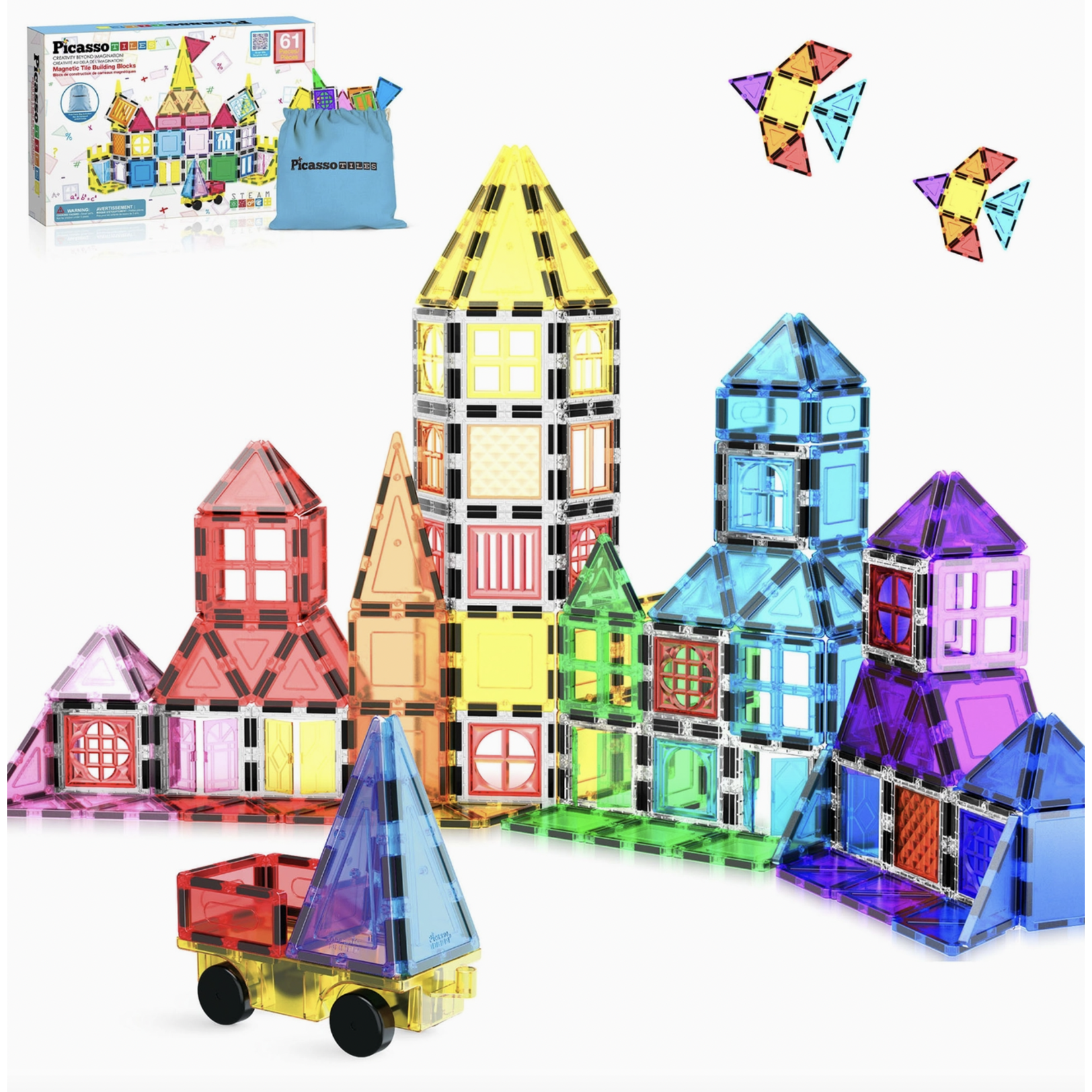 Picasso Tiles Magnetic Tile with Windows and Doors- 61 Pcs