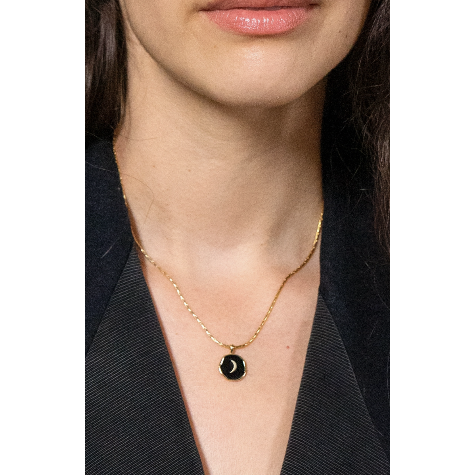 Peter and June Catch You Lunar Necklace - Onyx