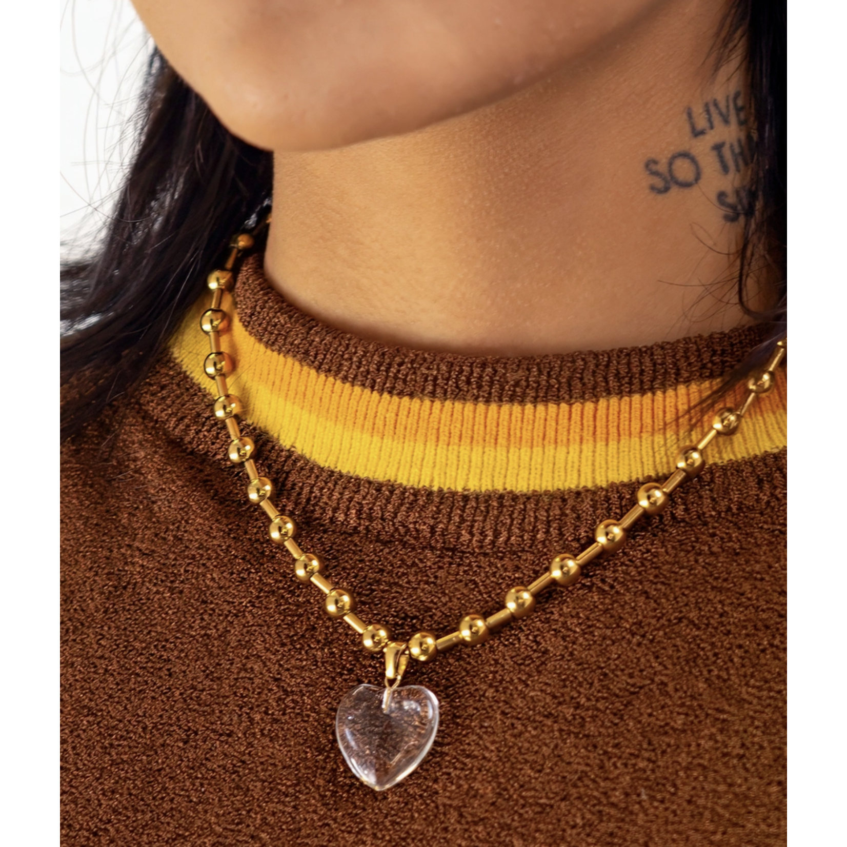Peter and June Die Heart Necklace-Gold Plated
