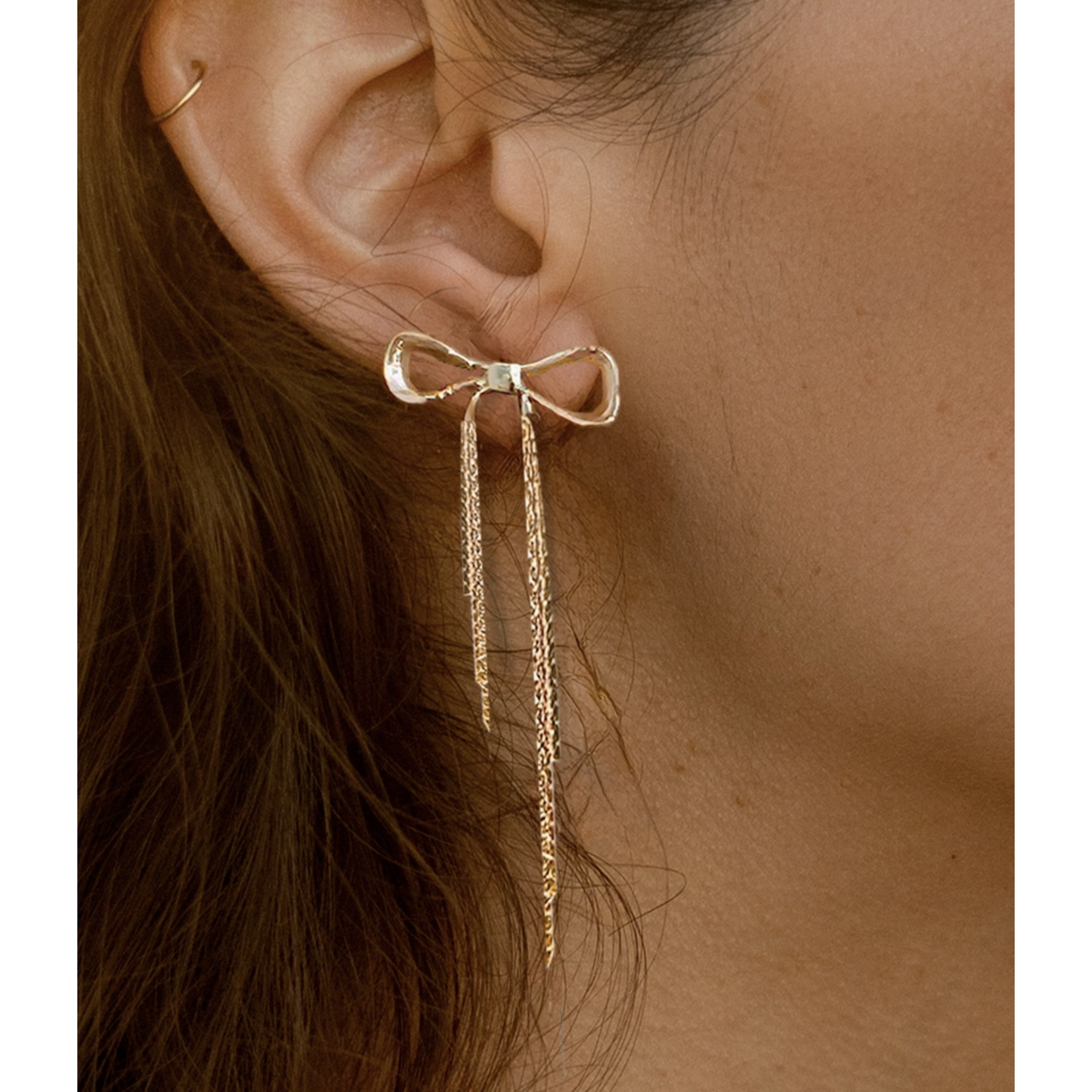Peter and June Disco Bow Stud-Gold Plated