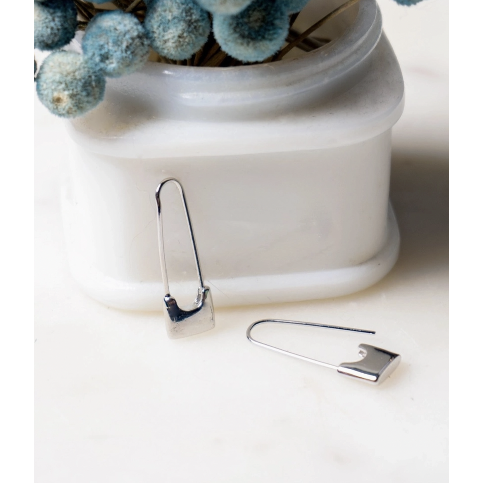 Peter and June Sid Safety Pin Earrings-Silver