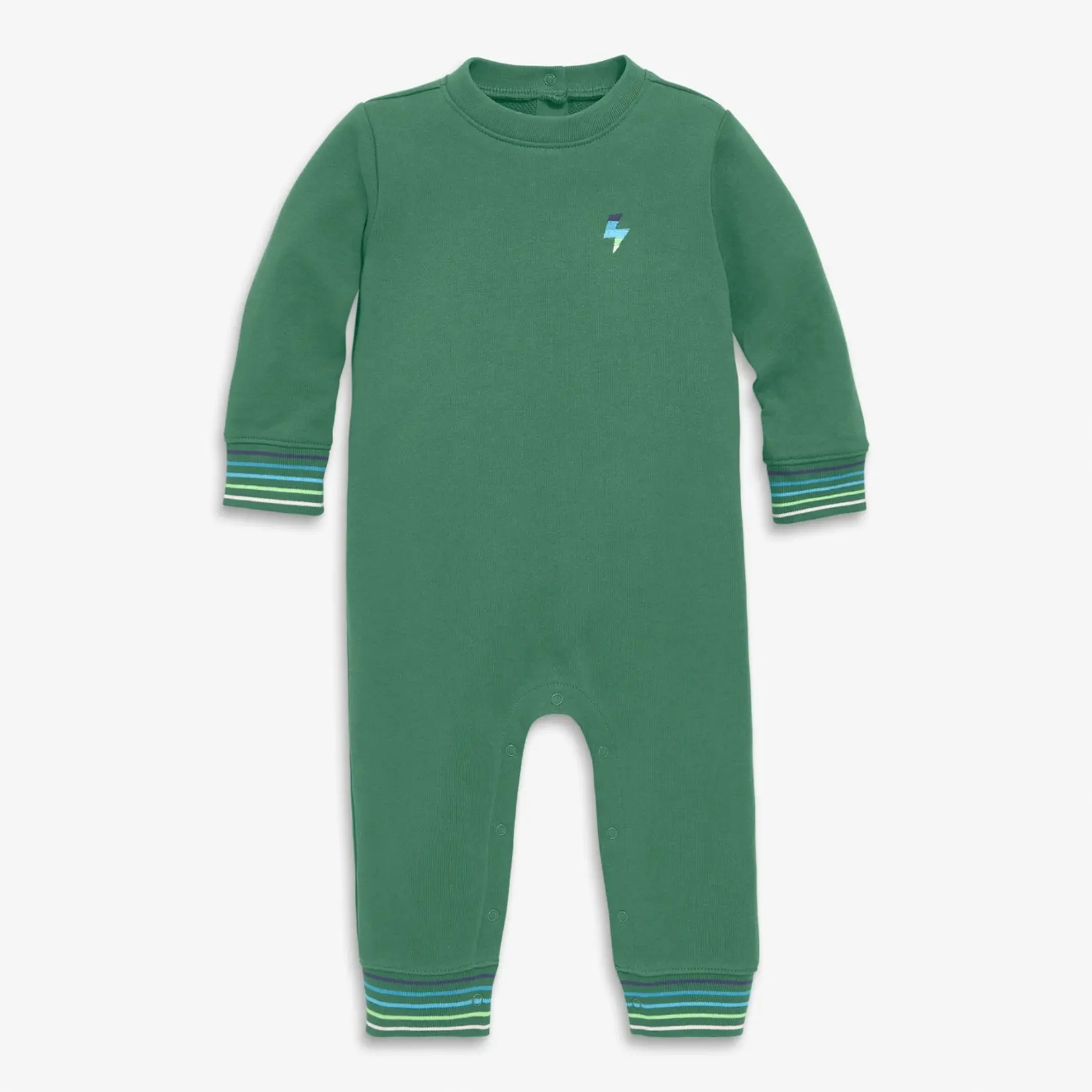 Primary Embroidered Stripe Romper-Chive