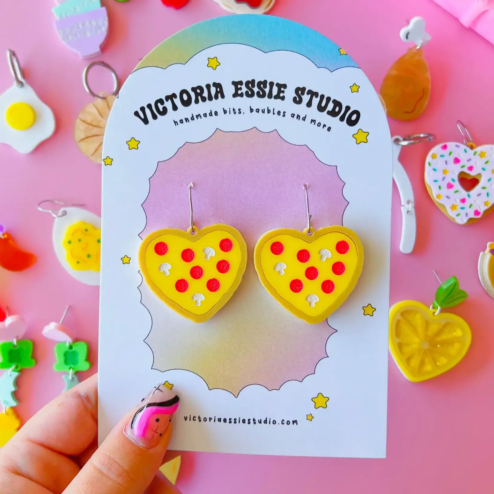 Victoria Essie Studio Pizza Heart Earrings