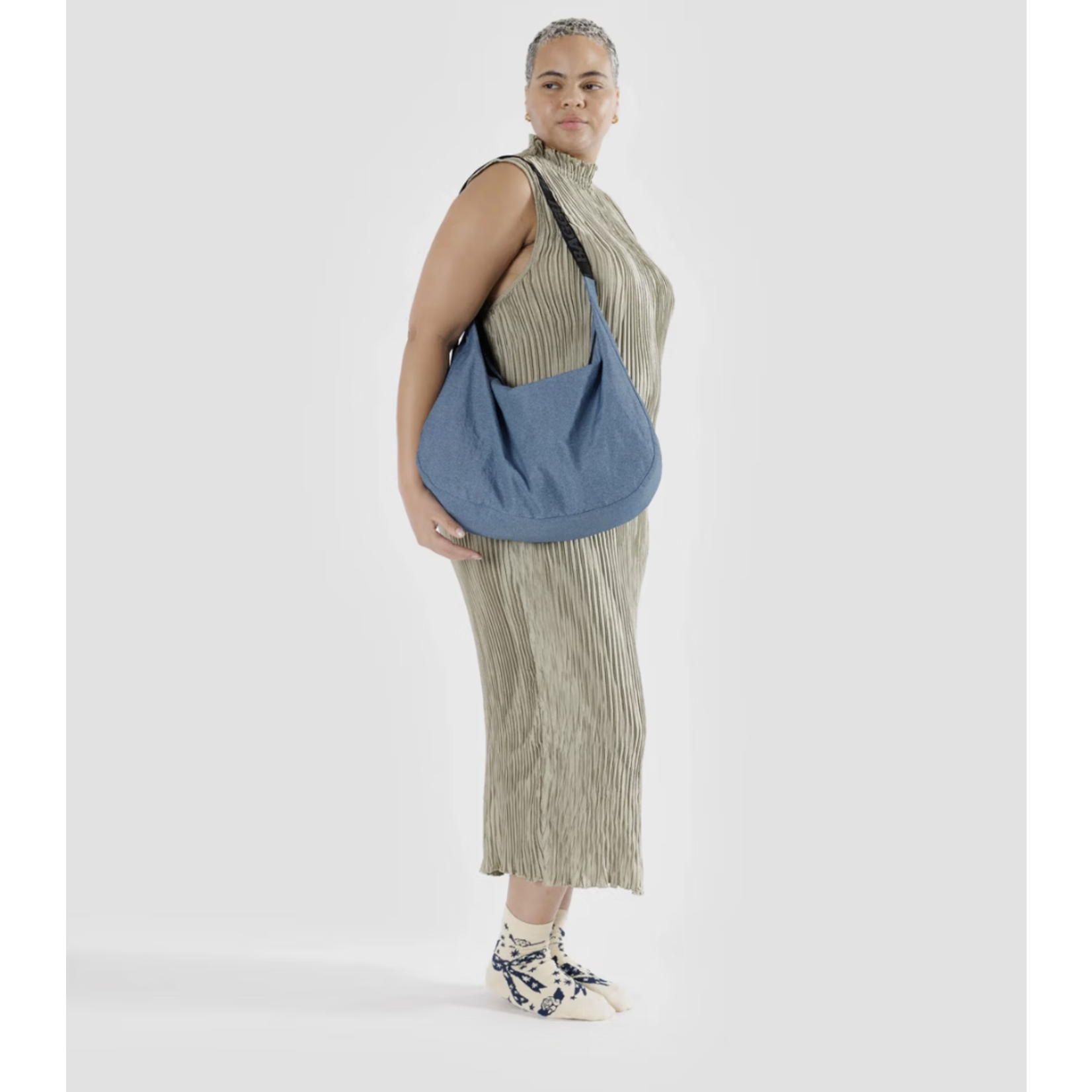 Baggu Large Nylon Crescent Bag - Digital Denim
