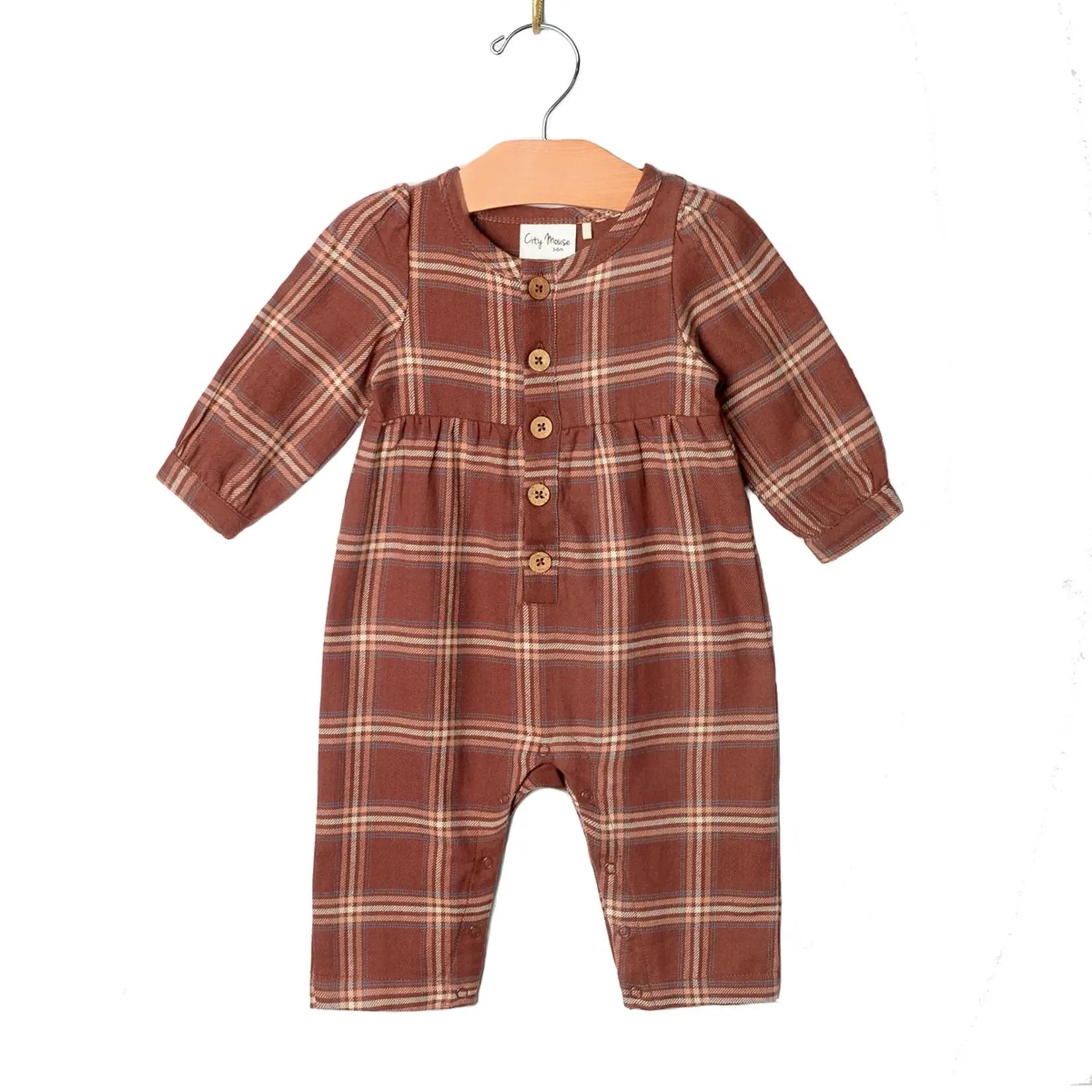 City Mouse Studio Henley Romper- Fall Rust