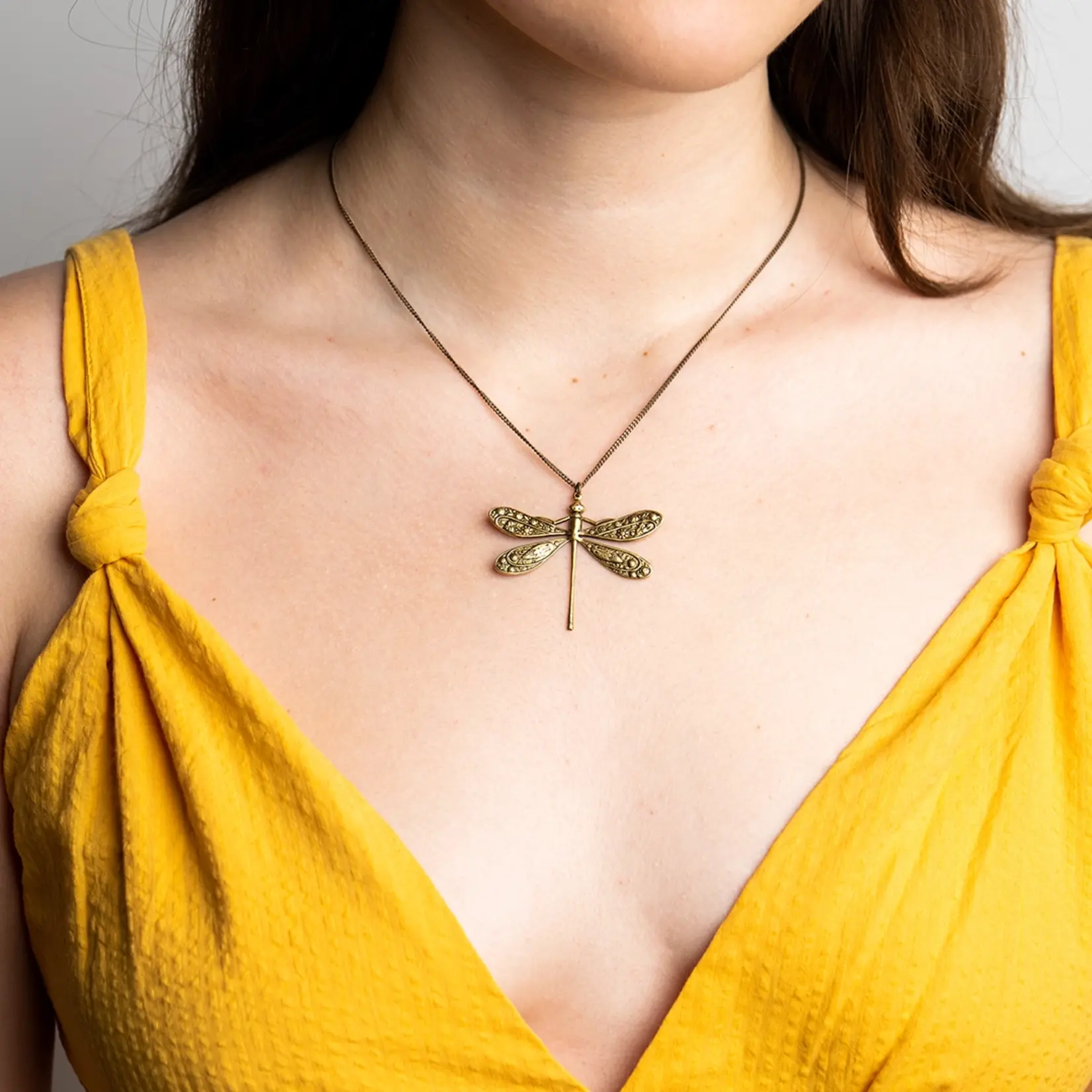 Ornamental Things Golden Dragonfly Necklace