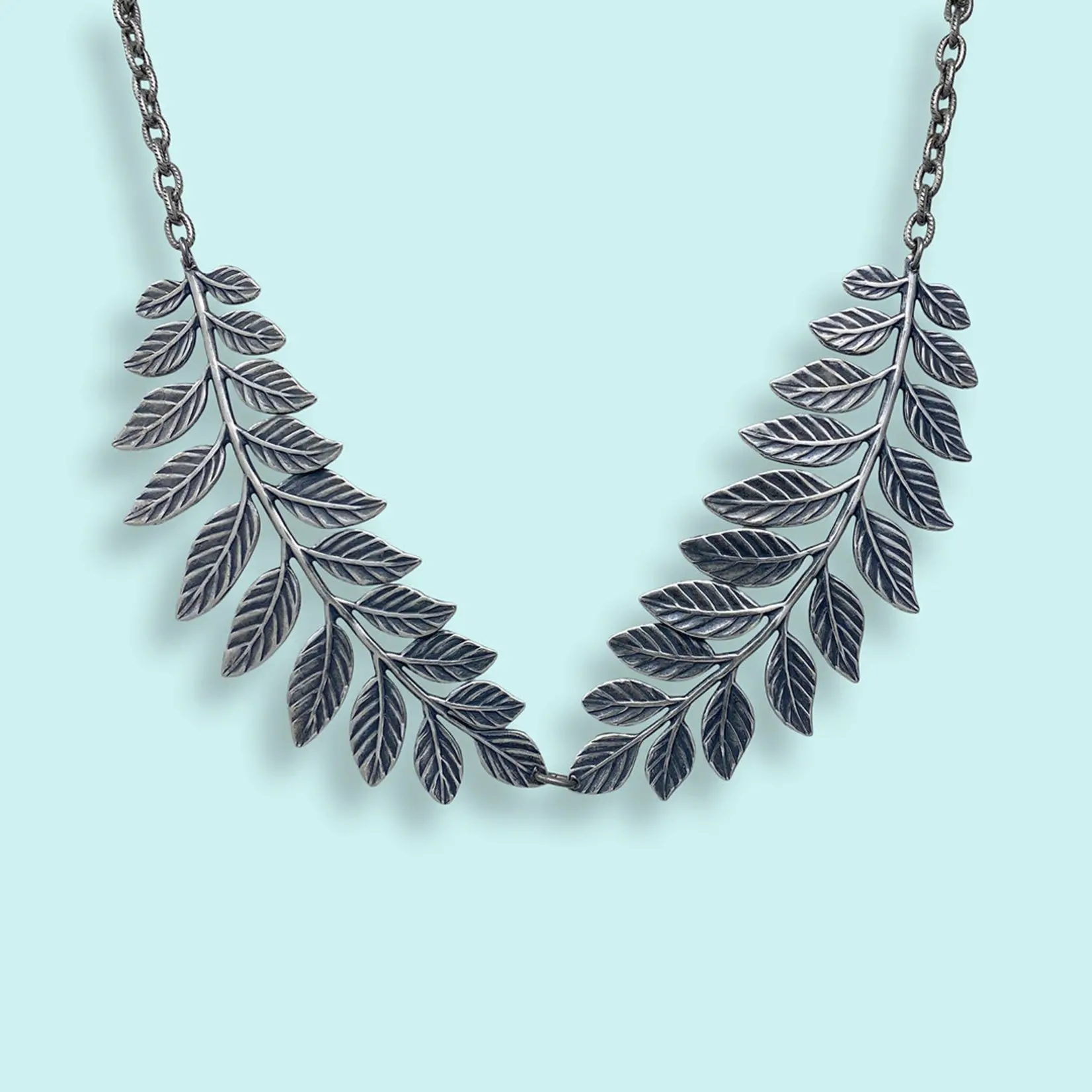 Ornamental Things Silver Leafy Collar Necklace