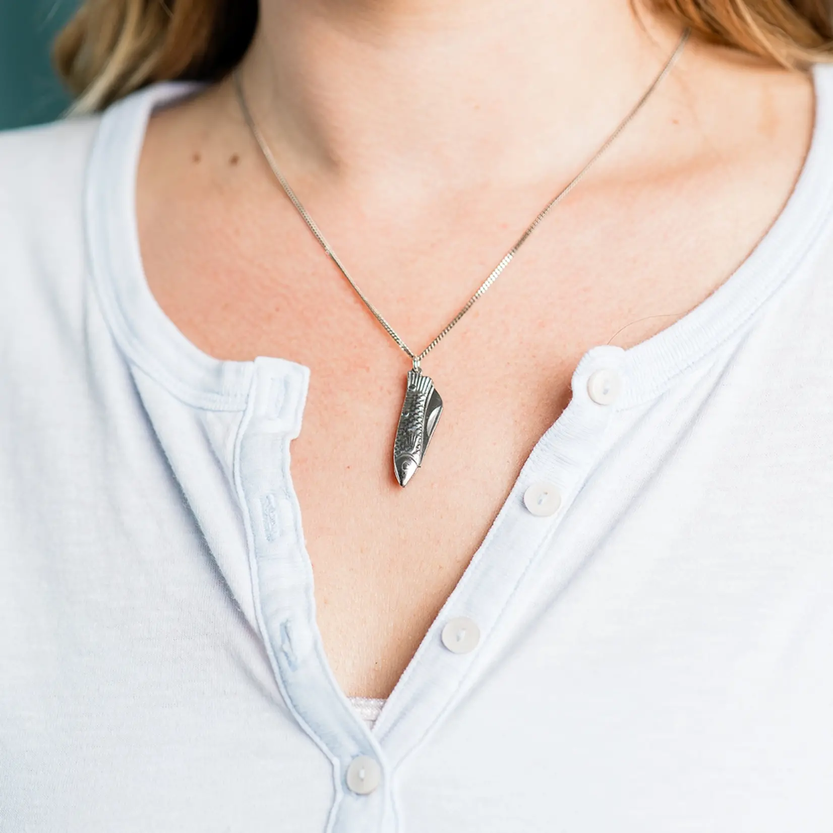 Ornamental Things Small Silver Fish Knife Necklace