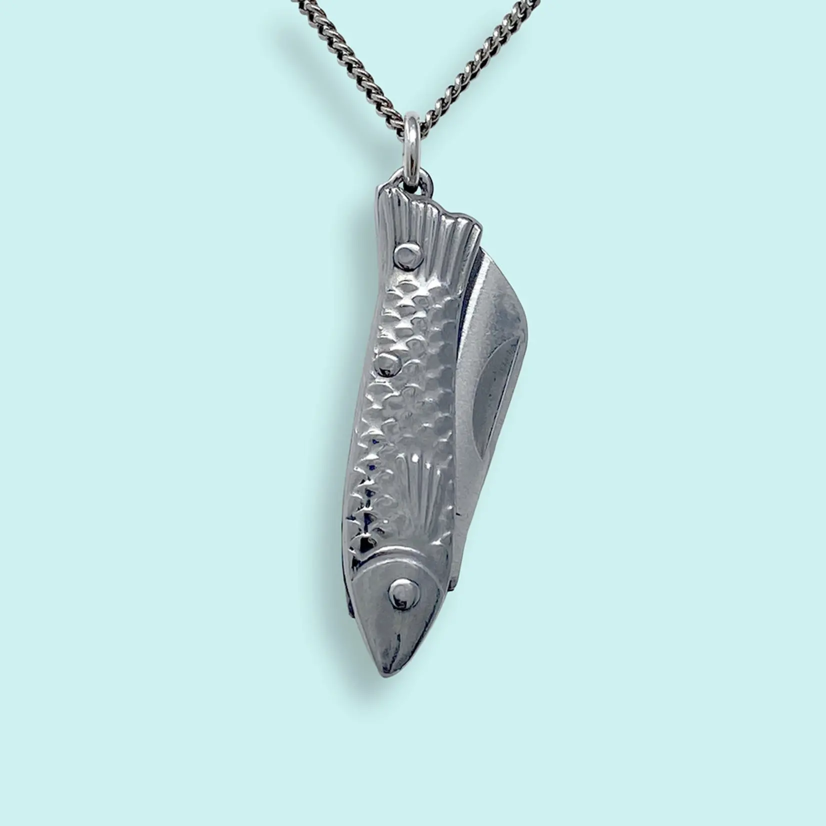 Ornamental Things Small Silver Fish Knife Necklace