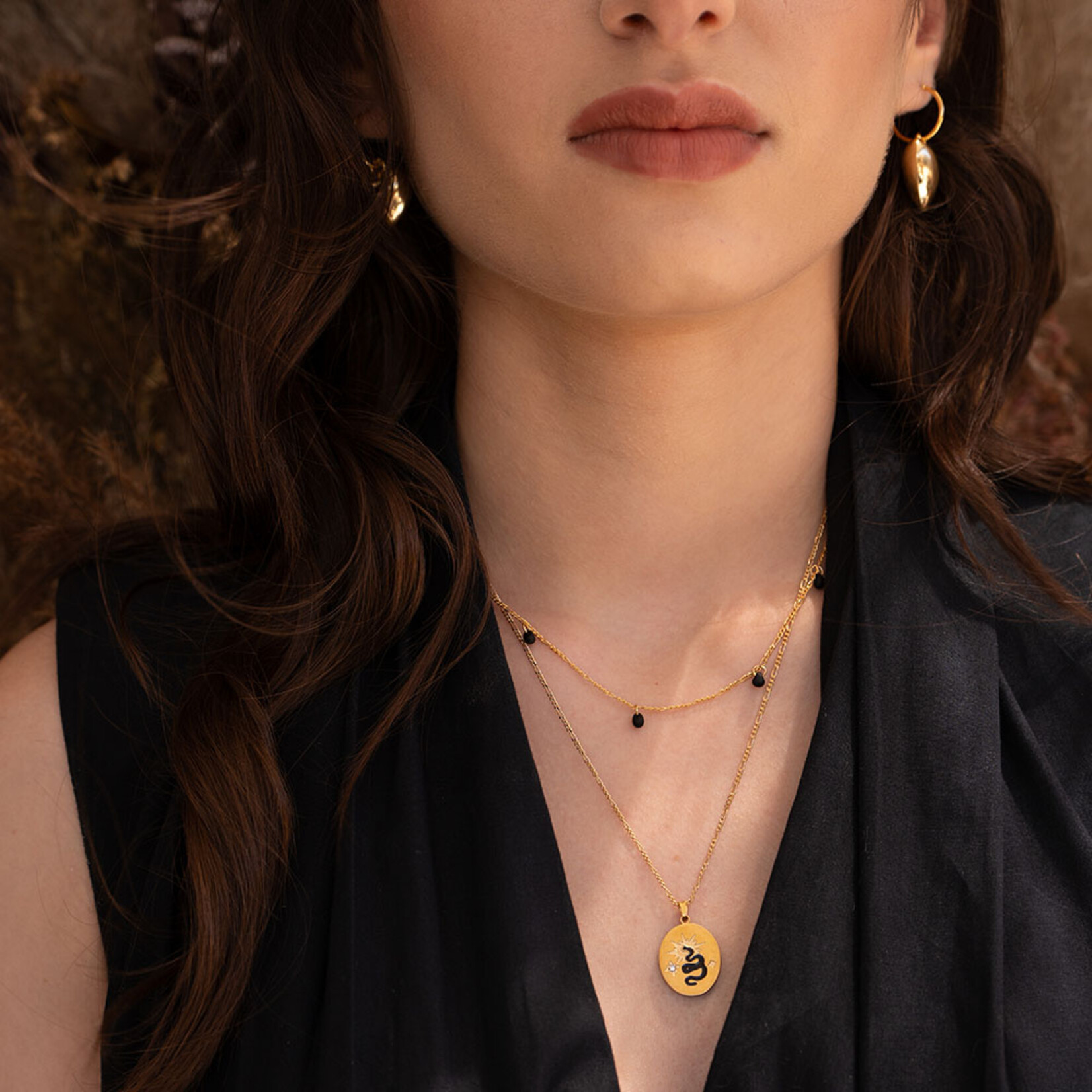 Amano Studio Black Snake Pendant Necklace