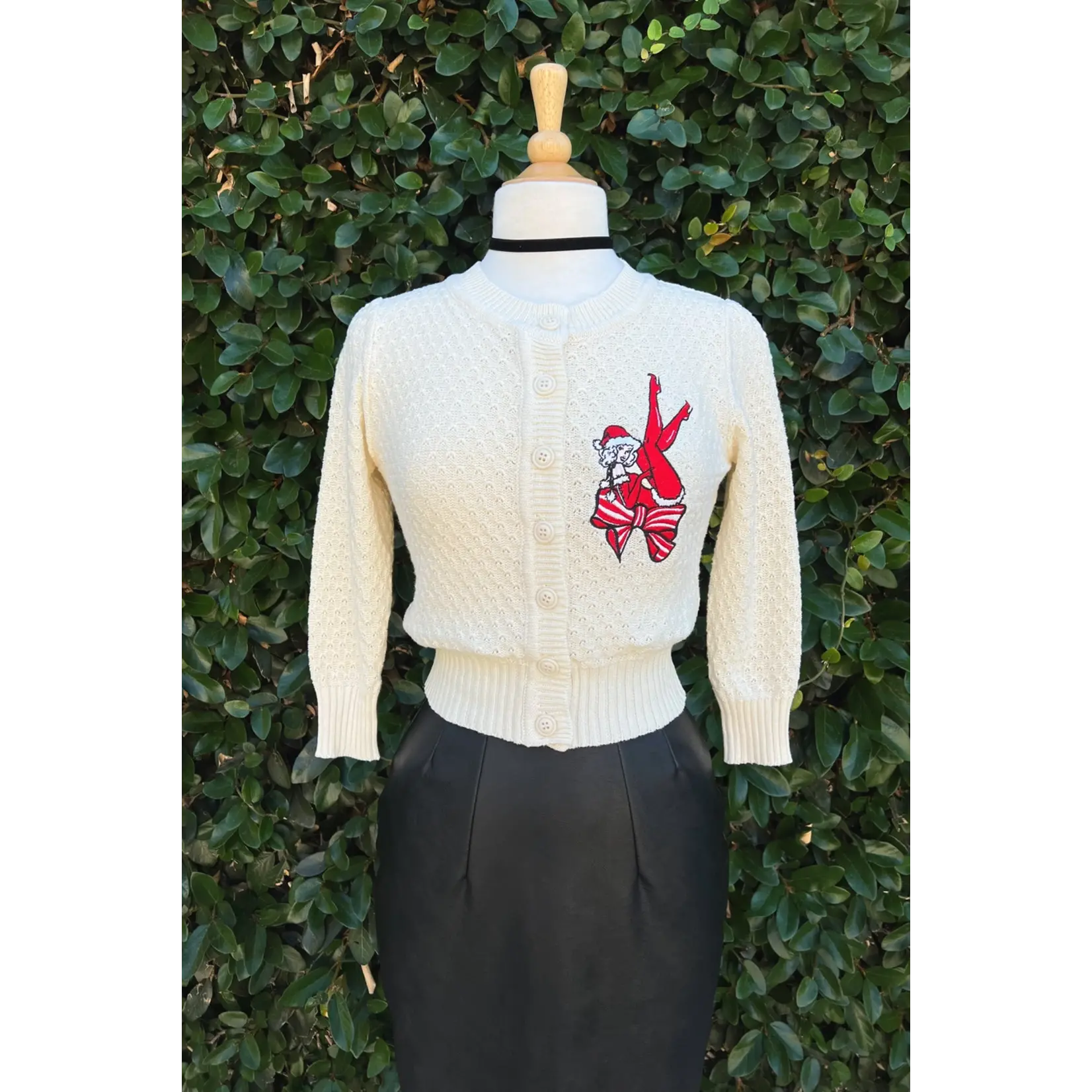 Mischief Made Sweet Holiday Show Cardigan-Oatmeal