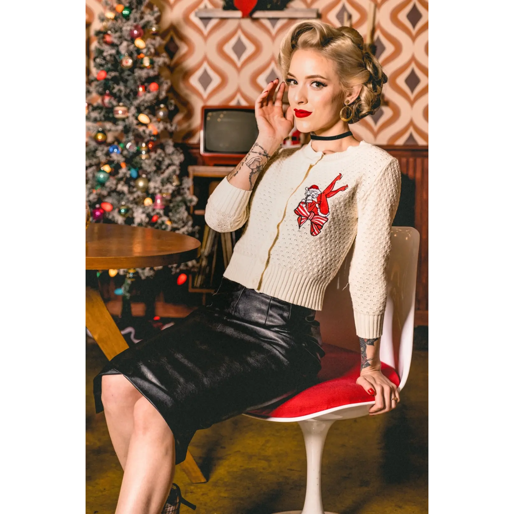 Mischief Made Sweet Holiday Show Cardigan-Oatmeal