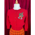 Mischief Made Festive Pixie Corsage Cardigan-Red