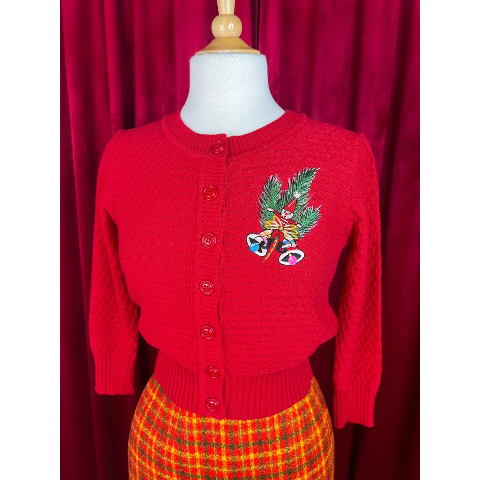 Mischief Made Festive Pixie Corsage Cardigan-Red