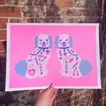 Amy Hastings Valentines Dogs A3 Risograph Print