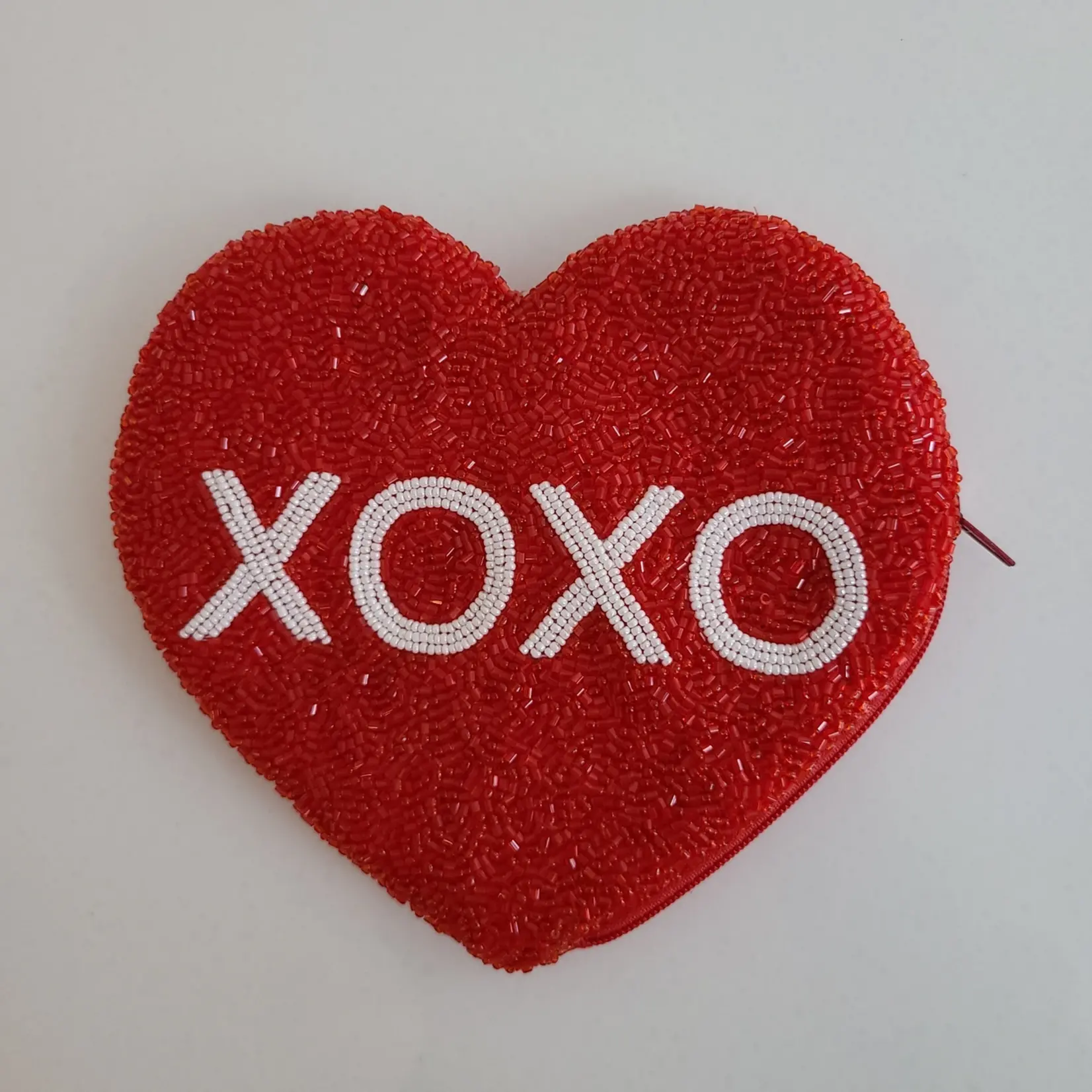 Tiana Designs Bead Coin Purse-Red/White XOXO