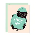 Lucy Loves Paper Black Pug Miss You Card